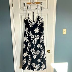 Elegant Black and White Floral Dress
